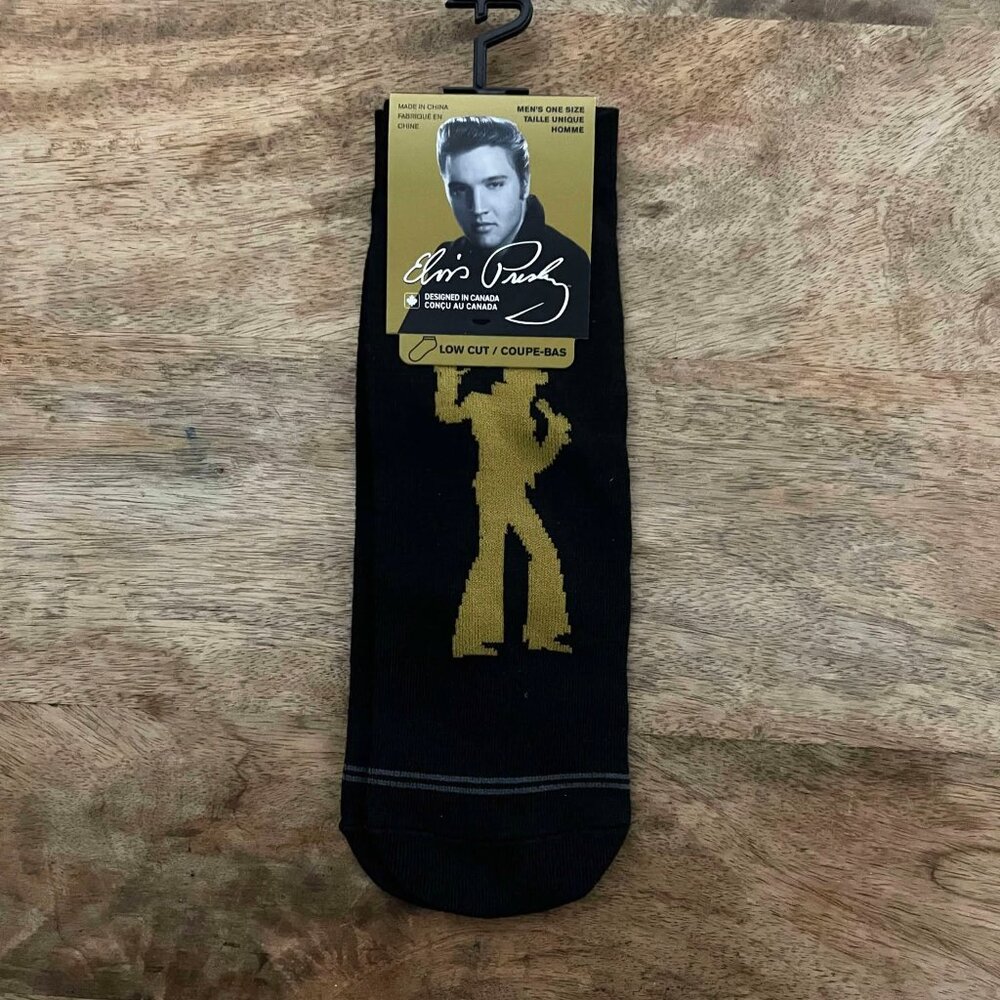 5/&20 NEW Adult Gold Silhouette Elvis Socks